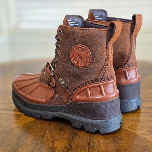 Polo Ralph Lauren Oslo Waterproof Leather-Suede Boots Brown Men's Size 10 High - Picture 5 of 10